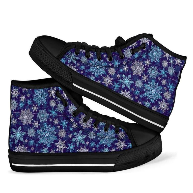 Snowflake Pattern Print Men Women's High Top Shoes