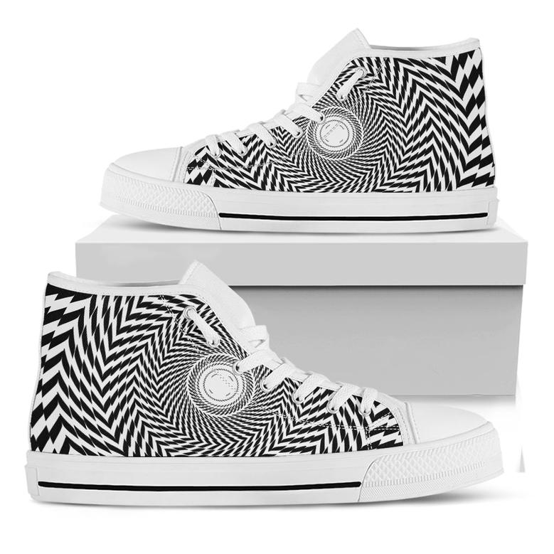 Spiral Illusory Motion Print White High Top Shoes
