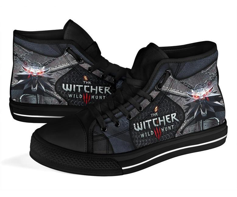 The Witcher Wolf Sneakers High Top Shoes Gamer Gift Idea