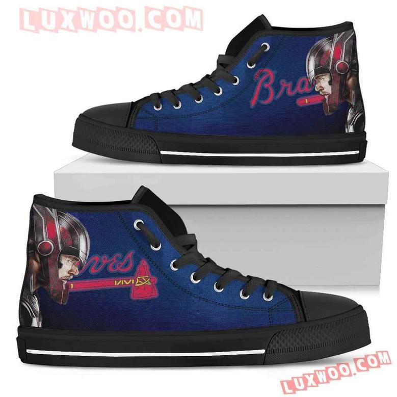 Thor Head Beside Atlanta Braves High Top Shoes Sport Sneakers