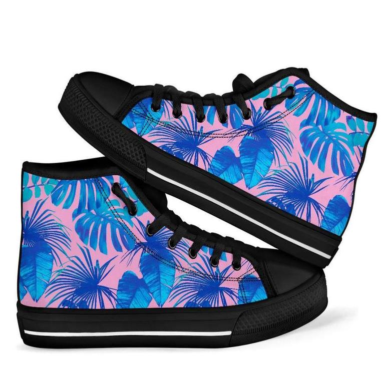 Tropical Floral Hawaiian Palm Leaves Men Women's High Top Shoes
