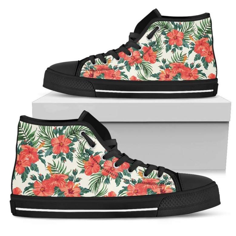 Tropical Hibiscus Blossom Pattern Print Women's High Top Shoes