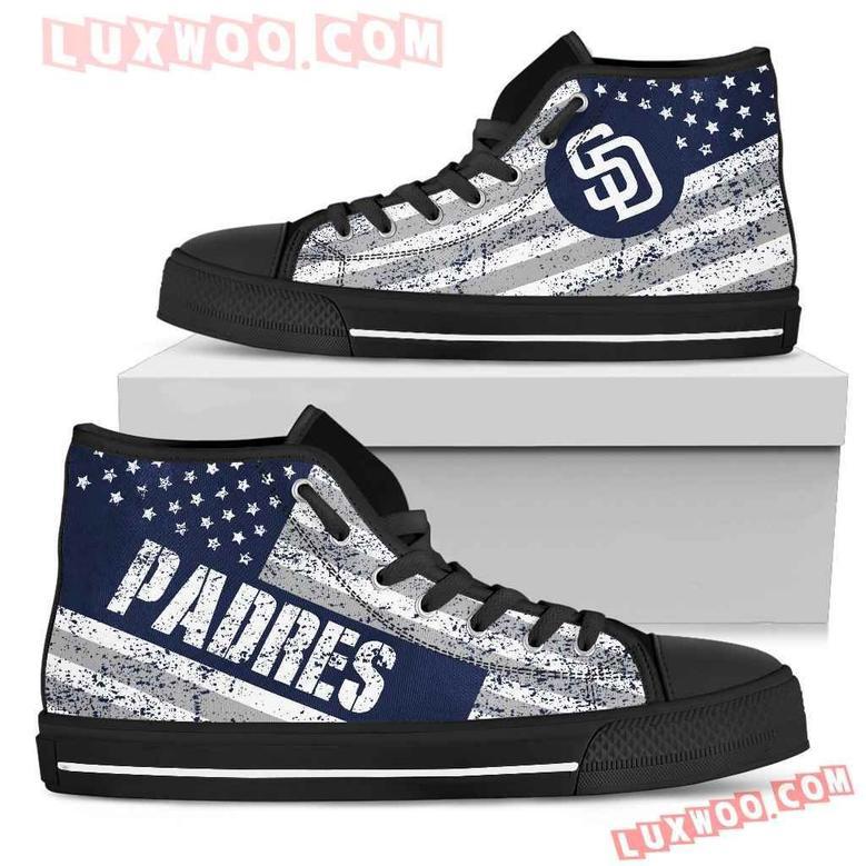 America Flag Italic Vintage Style San Diego Padres High Top Shoes Sport Sneakers