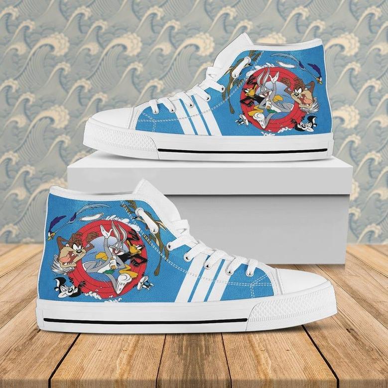 Funny Looney Tunes Shoes Bunny Custom Shoes Custom Running Shoes Birthday Gift White High Top Shoes