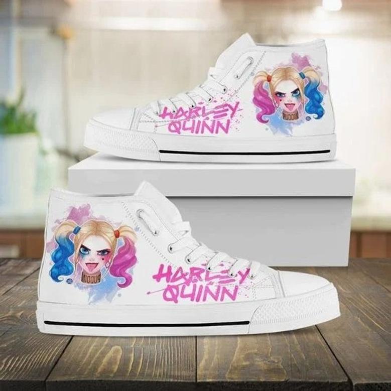 Harley Quinn Character Dc Comic Design For Lovers Gift For Fan Custom Canvas High Top Shoes