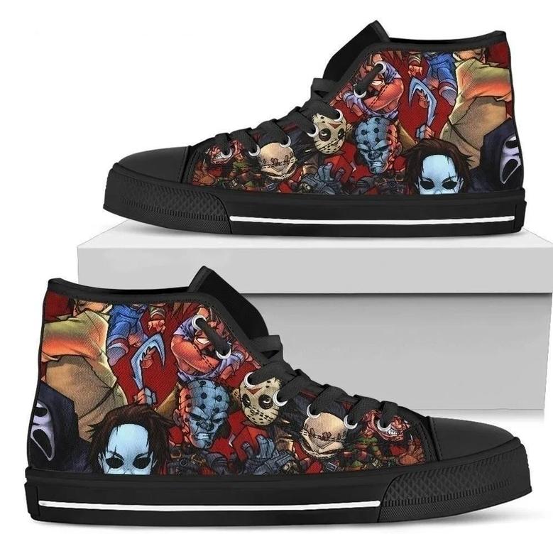Horror Characters Movie Cartoon Friday The Design Art For Fan Sneakers Black High Top Shoes For Men