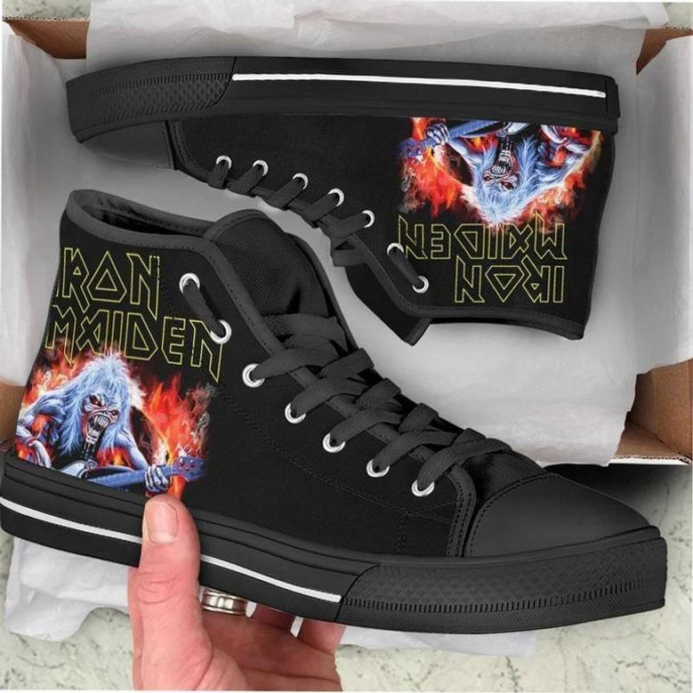 Iron Maiden Rock Band Music Design Art For Fan Sneakers Black High Top Shoes For Men And Women