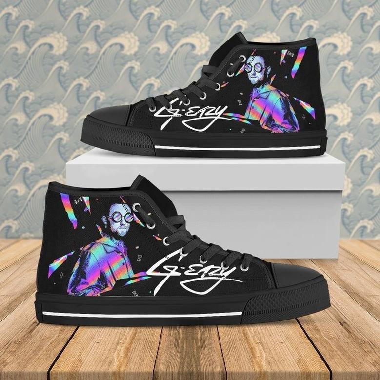 Mac Miller Rapper Hip Hop Signature Design Art For Fan Sneakers Black High Top Shoes For Men And Women