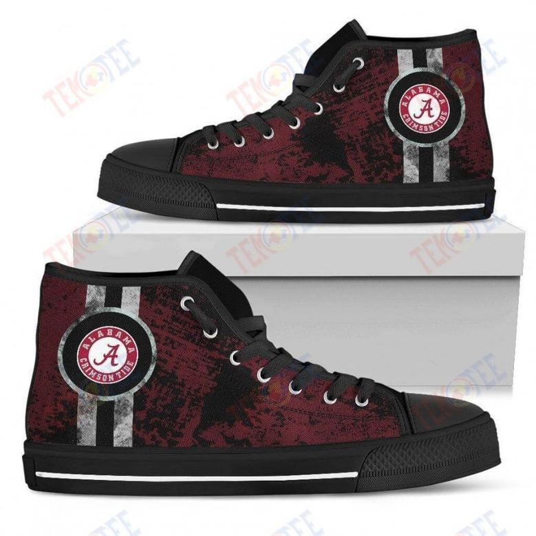 Mens Womens Alabama Crimson Tide High Top Shoes Triple Stripe Bar Dynamic Shoes For Men Custom Shoes