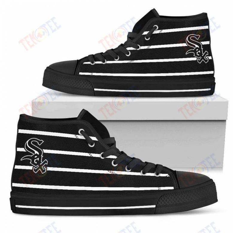 Mens Womens Chicago White Sox High Top Shoes Edge Straight Perfect Circle Shoes