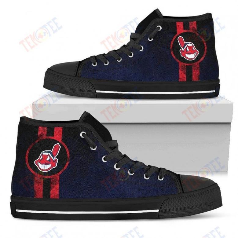 Mens Womens Cleveland Indians High Top Shoes Triple Stripe Bar Dynamictop Sports Shoes