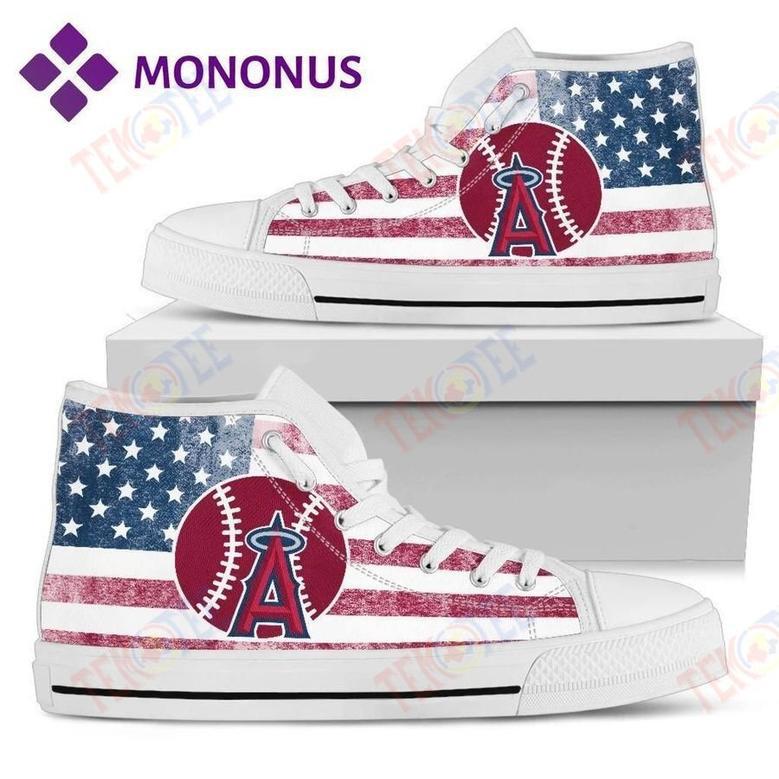 Mens Womens Flag Rugby Los Angeles Angels High Top Shoes White For Men And Women Nice And Comfortable