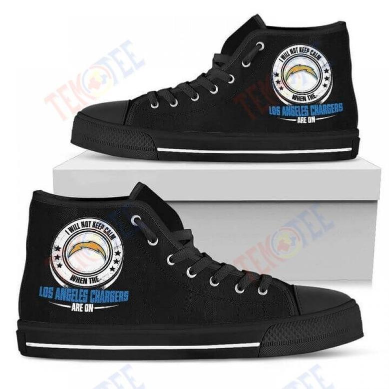 Mens Womens I Will Not Keep Calm Amazing Sporty Los Angeles Chargers High Top Shoes