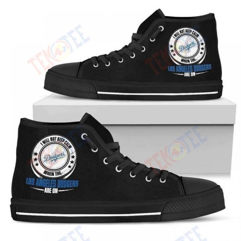 Mens Womens I Will Not Keep Calm Amazing Sporty Los Angeles Dodgers High Top Shoes