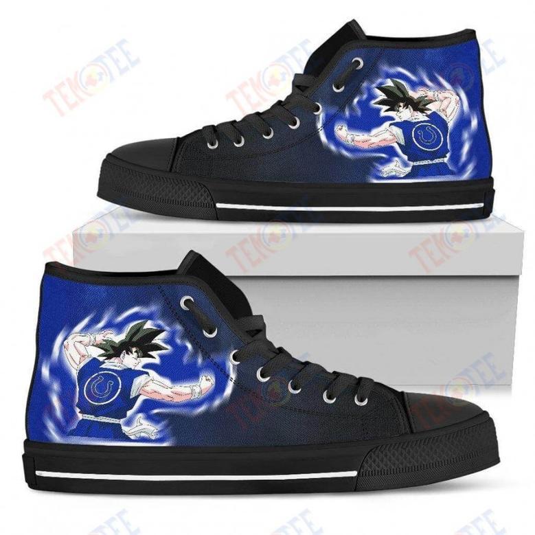 Mens Womens Indianapolis Colts Son Goku Saiyan Power High Top Shoes Printable