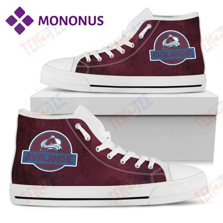 Mens Womens Jurassic Park Colorado Avalanche High Top Shoes White For Men And Women Nice And Comfortable