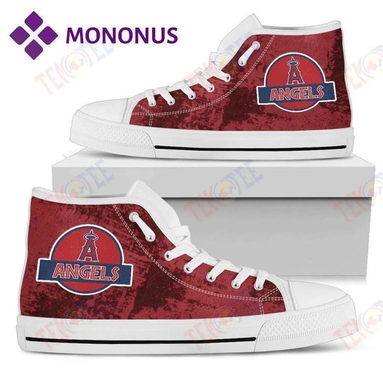 Mens Womens Jurassic Park Los Angeles Angels High Top Shoes White For Men And Women Nice And Comfortable