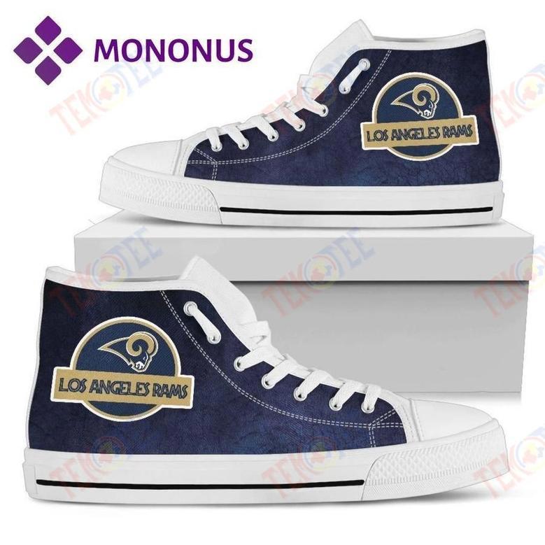 Mens Womens Jurassic Park Los Angeles Rams High Top Shoes White For Men And Women Nice And Comfortable