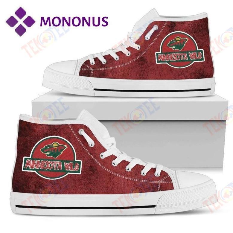 Mens Womens Jurassic Park Minnesota Wild High Top Shoes White For Men And Women Nice And Comfortable