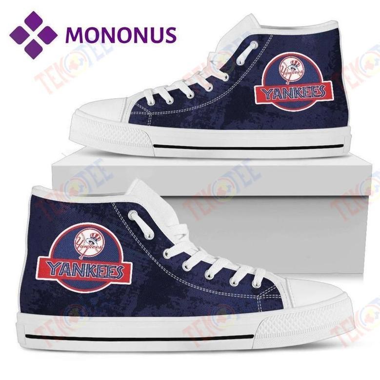 Mens Womens Jurassic Park New York Yankees High Top Shoes White For Men And Women Nice And Comfortable