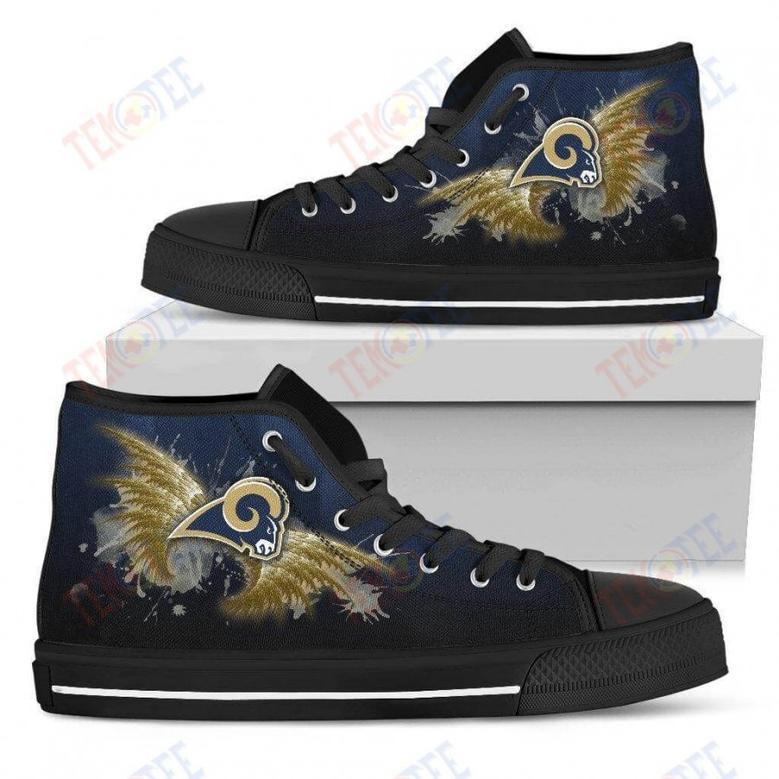 Mens Womens Los Angeles Rams High Top Shoes Angel Wings Printable