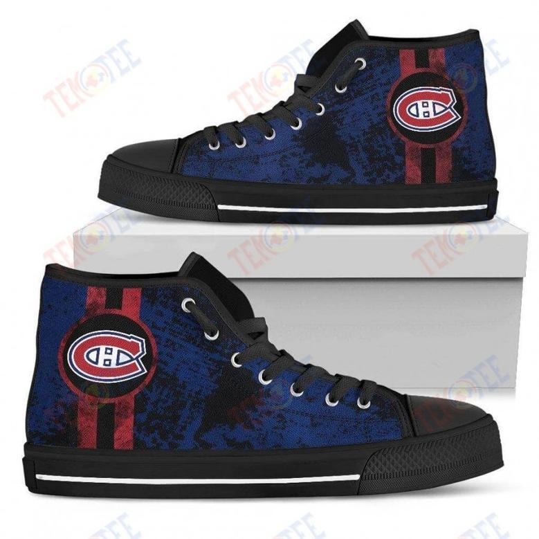 Mens Womens Montreal Canadiens High Top Shoes Triple Stripe Bar Dynamictop Sports Shoes