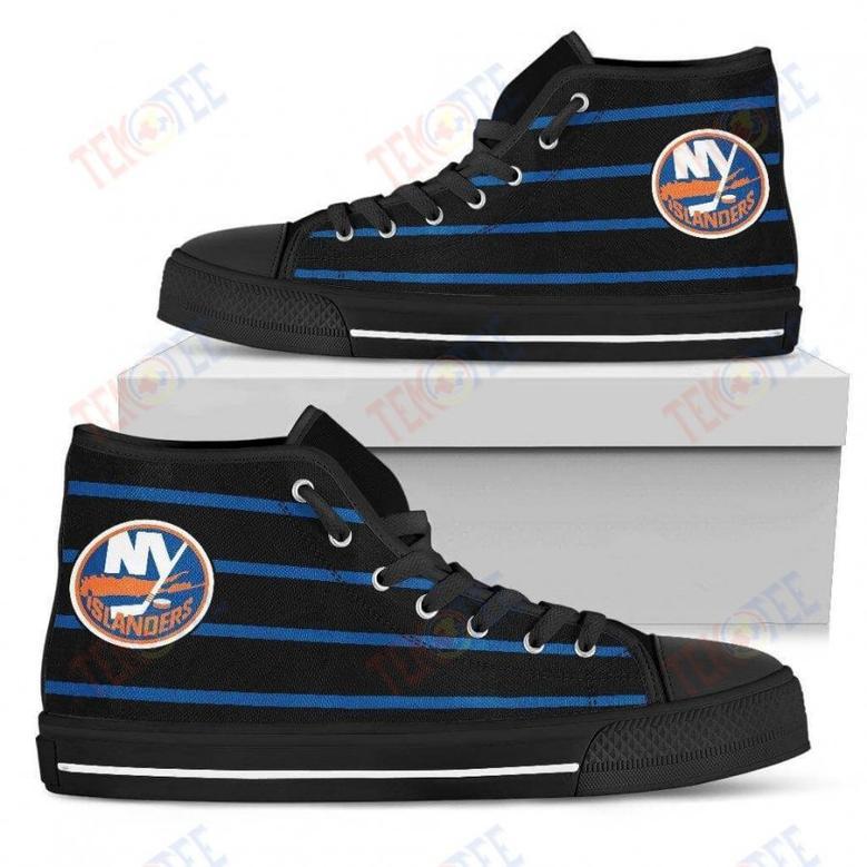 Mens Womens New York Islanders High Top Shoes Edge Straight Perfect Circle Shoes