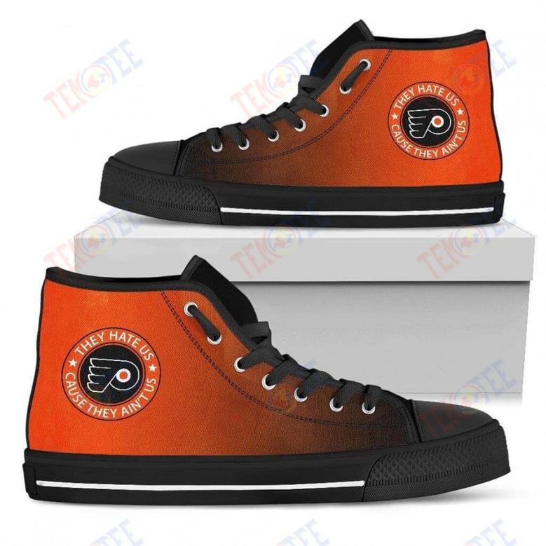 Mens Womens Philadelphia Flyers High Top Shoes They Hate Us Cause They Aint Ustop Quality