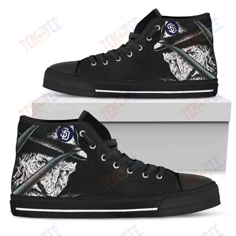 Mens Womens San Diego Padres Nightmare Freddy Colorful High Top Shoes Printable