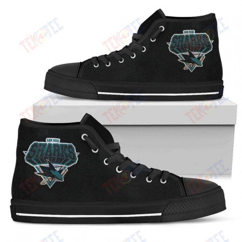 Mens Womens San Jose Sharks High Top Shoes Simple Logo Shoes