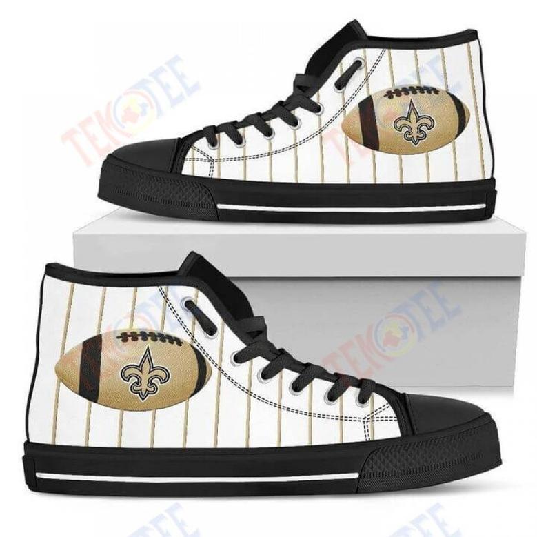 Mens Womens Straight Line With Deep Circle New Orleans Saints High Top Shoes