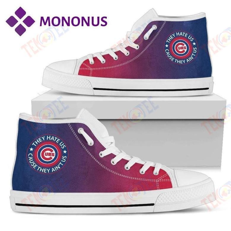 Mens Womens They Hate Us Cause They Aint Us Chicago Cubs High Top Shoes White For Men And Women Nice