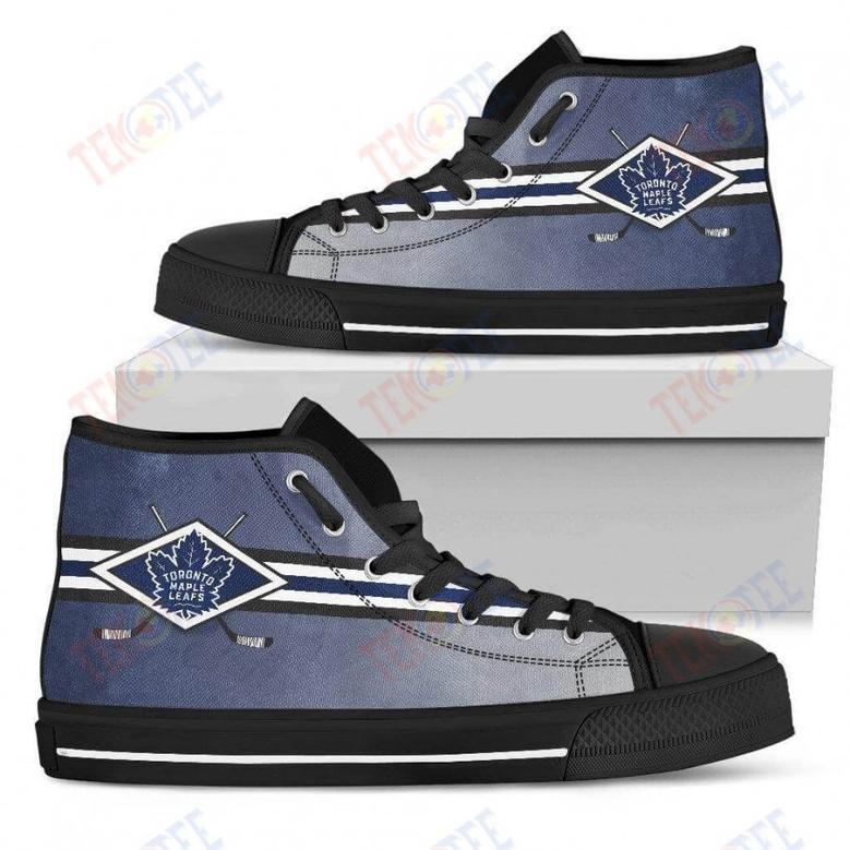 Mens Womens Toronto Maple Leafs High Top Shoes Double Stick Check Shoes