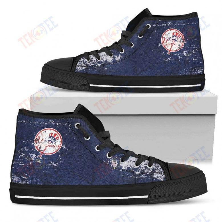 Mens Womens York Yankees High Top Shoes Grunge Vintage Logo Printable