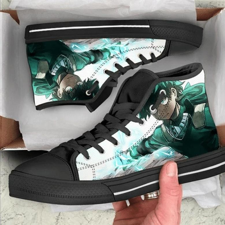 My Hero Academia Deku One For All Canvas Shoes Birthday Father’S Day Black High Top Shoes