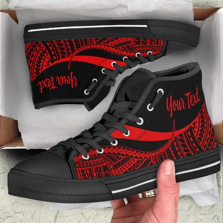 New Caledonia Custom Personalised High Top Shoes Red - Polynesian Tentacle Tribal Pattern Crest