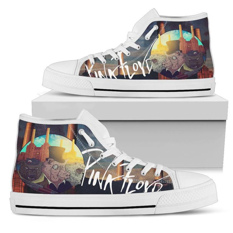 Pink Floyd Band Pigs Three Different Ones White Lover Shoes Gift For Fan High Top Shoes For Men And