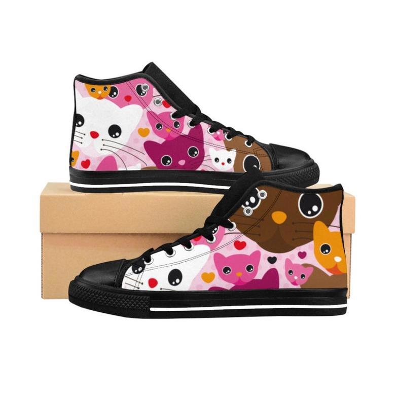 Say Cheese Kitties Cute Women'S /Teens Sneakers Kawaii Pastel Goth Cute Cute Style High Top Shoes