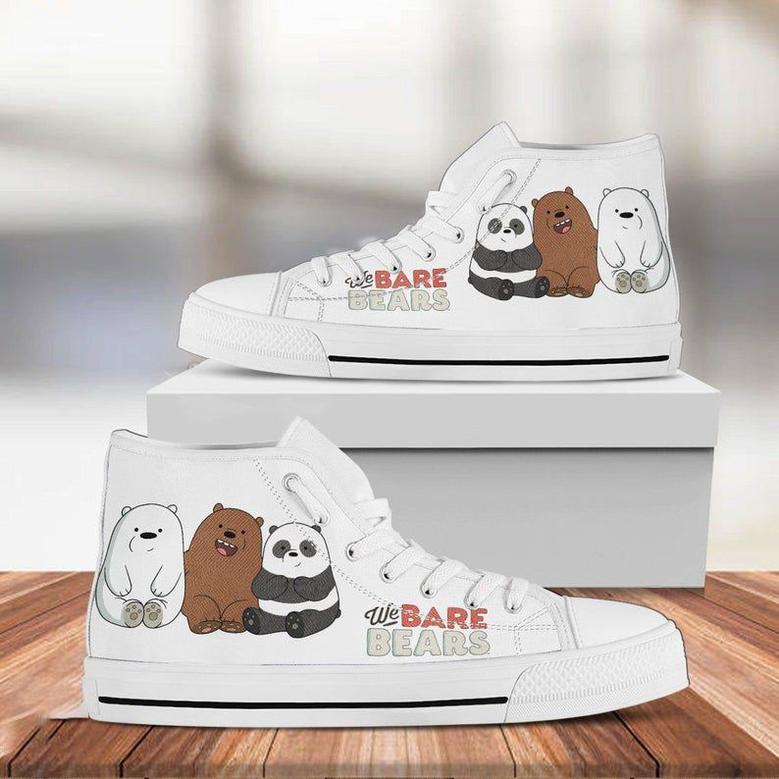 We Bare Bears Hightop Cartoon Canvas Prints Custom Poster Shoes White High Top Shoes