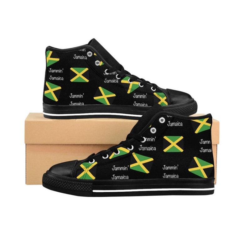 Women'S Jammin Jamaica Hightop Sneakers, Rasta Shoes, Reggae, Hip Hop Sneakers, Street Style Sneakers