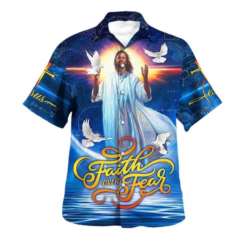 Faith Over Fear Jesus And The Dove Hawaiian Shirts For Men And Women