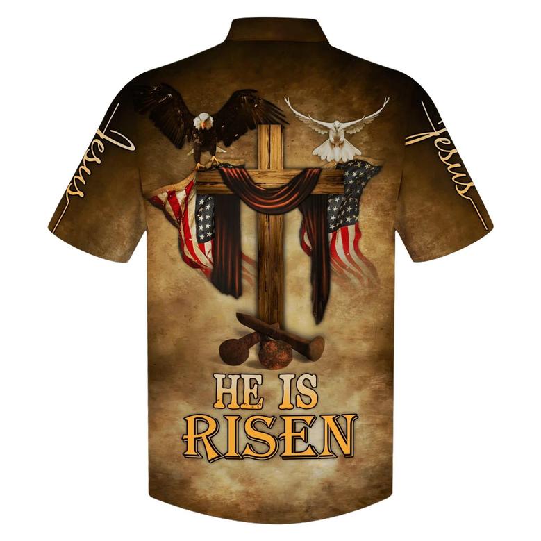 He Is Risen Eagle Cross Hawaiian Shirts - Christian Hawaiian Shirt - Hawaiian Summer Shirts