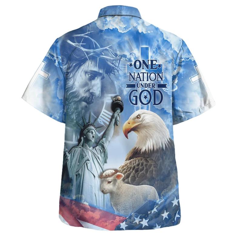Jesus And Eagle One Nation Under God Hawaiian Shirt