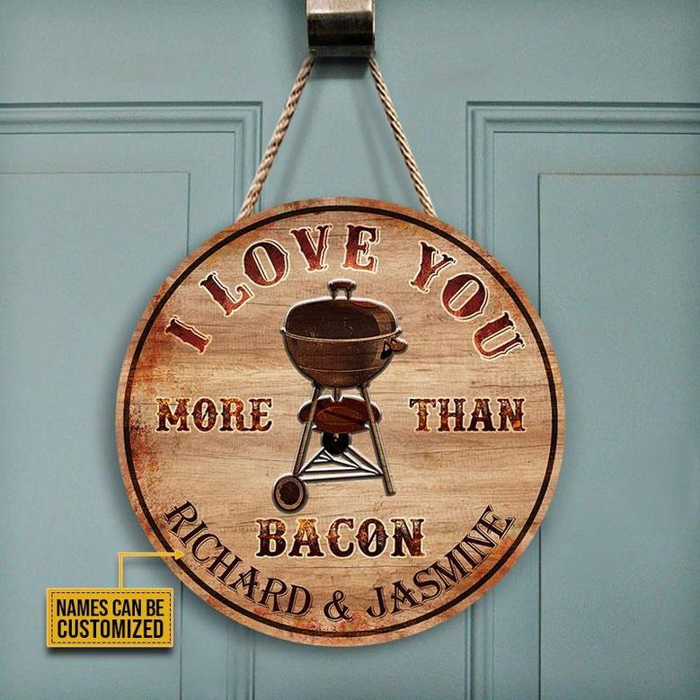 BBQ Grilling I Love You Custom Round Wood Sign