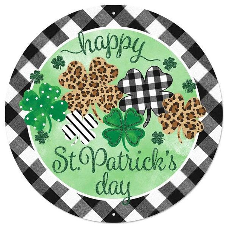 Lucky Charm St Patricks Day Round Wood Sign Home Decoration Waterproof