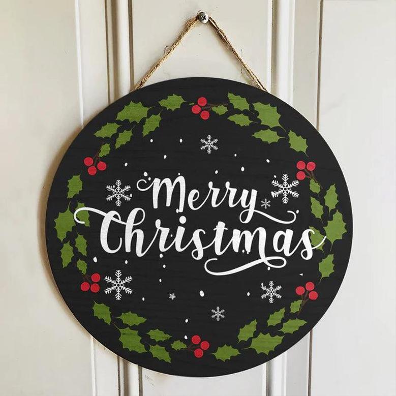 Merry Christmas Round Wood Sign