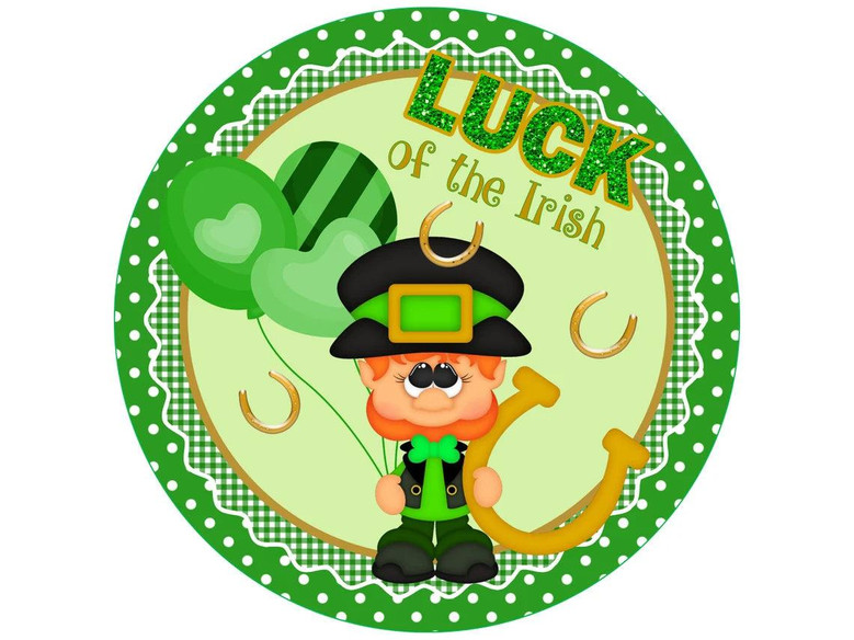 St Patrick's Day Leprechaun Luck Round Wood Sign Home Decoration Waterproof