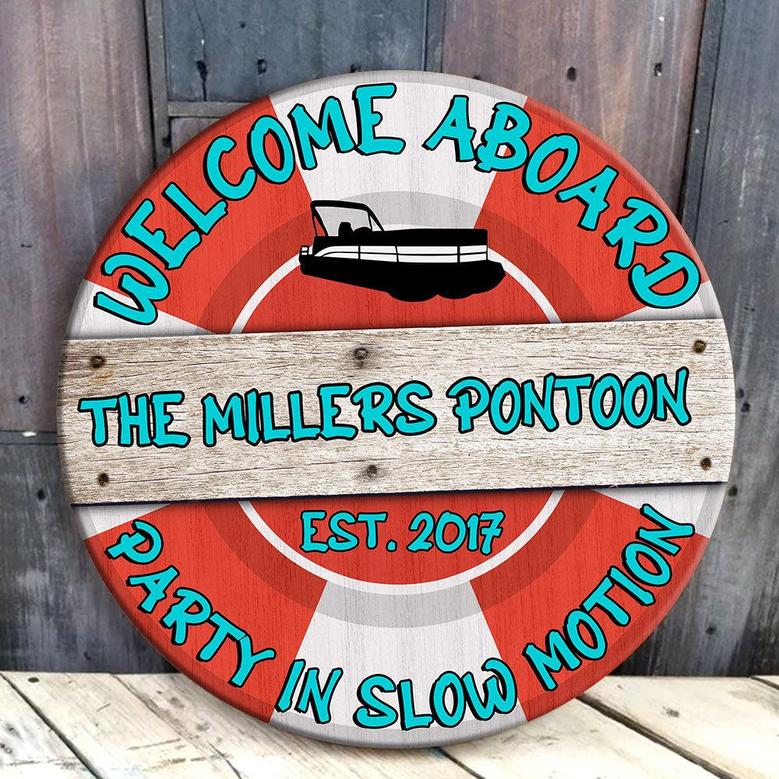 Welcome Aboard Custom Round Wood Sign