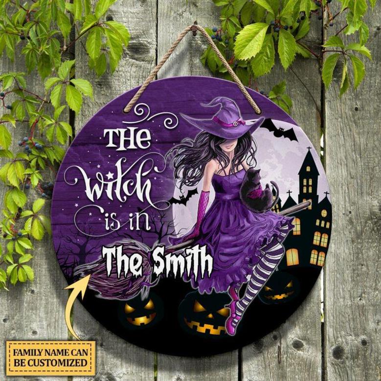 Witch Halloween Custom Round Wood Sign