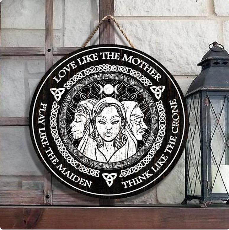 Witch Maiden Mother Crone Round Wood Sign